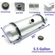 JSD AUTO PARTS 8" x26" 5.5 Gallons Fuel Tank Center Fill 3/8 NPT Outlet Spun Aluminum Gas Tank
