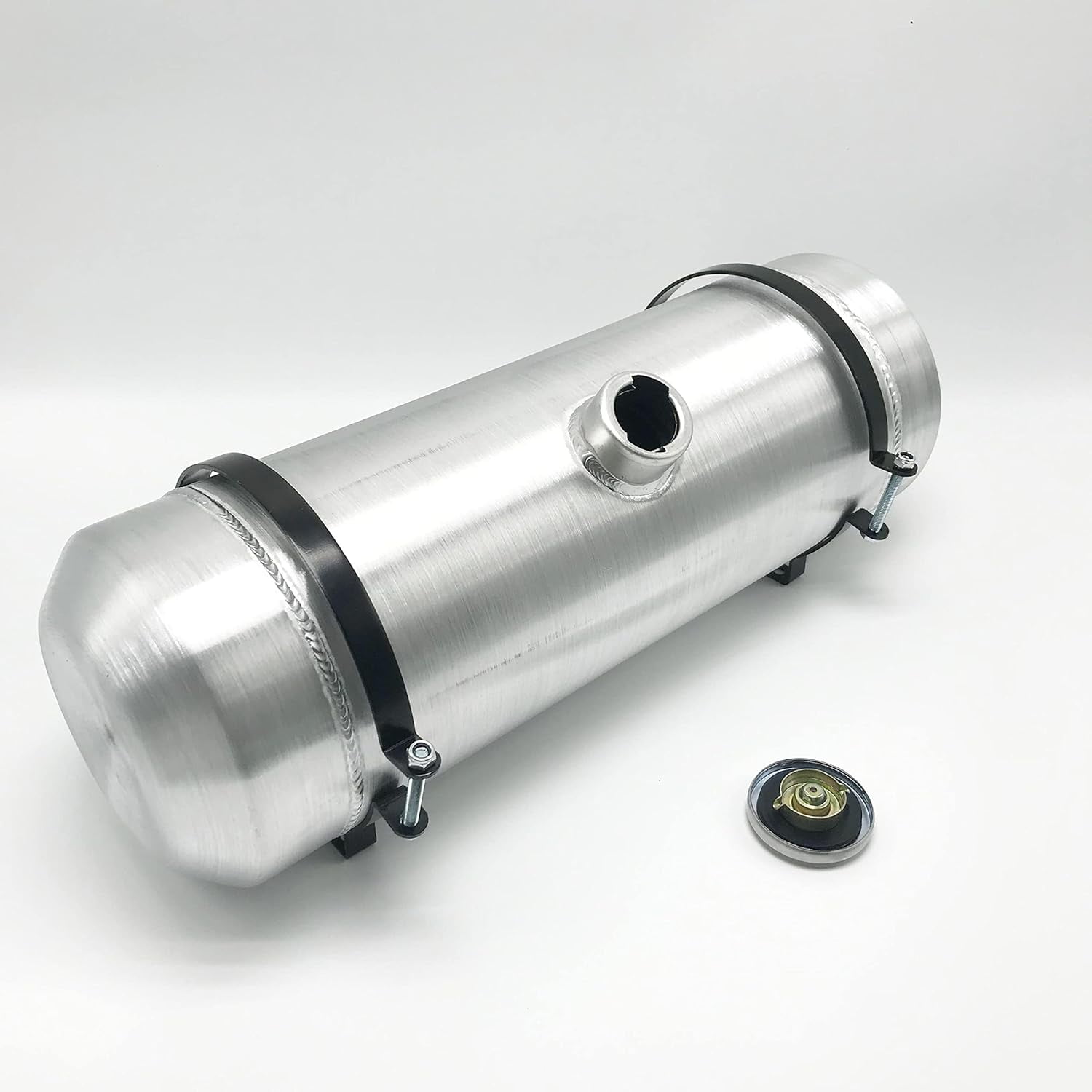 JSD AUTO PARTS Aluminum Fuel Tank 5 Gallon gals 8x24" 3/8" NPT Outlet Center Fill Gas Tank