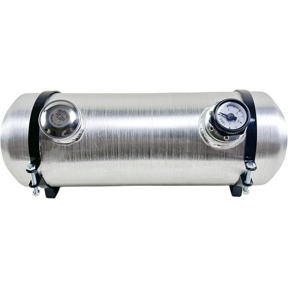 JSD Spun Universal Aluminum Gas Tank / Fuel Tank With Level Gauge 4.5 Gallon 8 x 22" Center Fill 1/4" NPT Outlet For Golf Cart ,Motorcycle