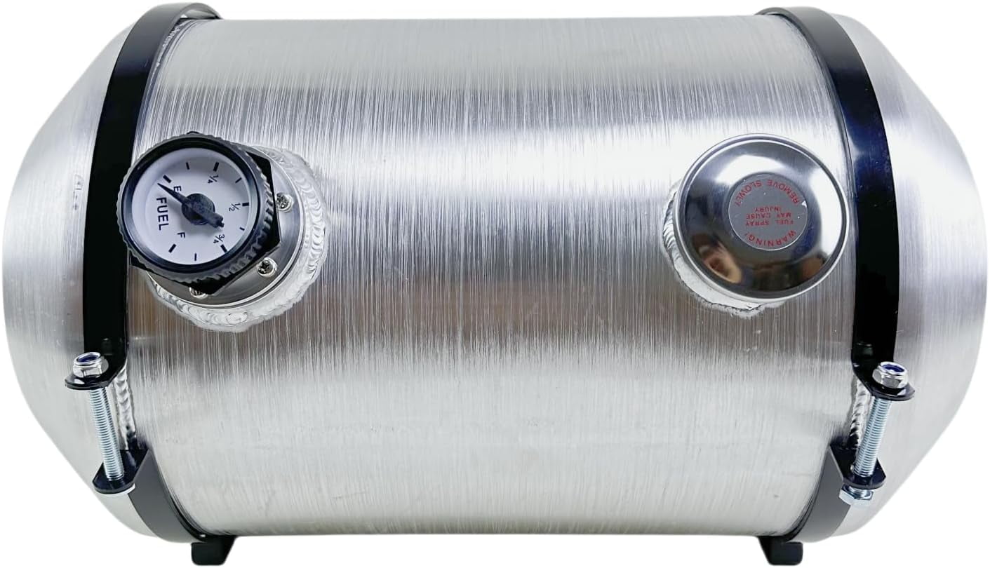 JSD With Level Guage Spun Universal Aluminum Gas Tank Fuel Tank 9.75 Gallon 12 x 20" End Fill 3/8" NPT Outlet