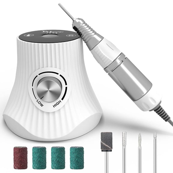 JSDA Nail Cutter for Gel Nails 30,000 rpm, Cutter for Gel Nails Acrylic Nails Including 4 x Bits for Beginners, LED Display Manicure Pedicure Set for Nail Studio