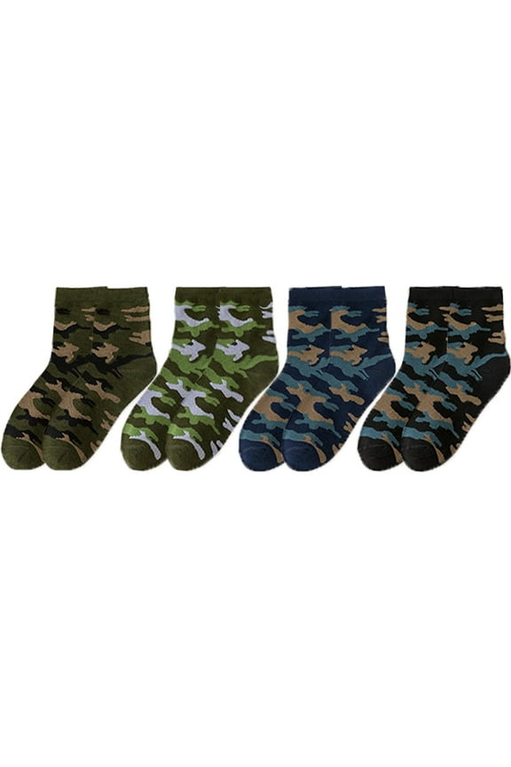Multicolor Camouflage Crew Socks, Print Anklet Sock, 8 Pack