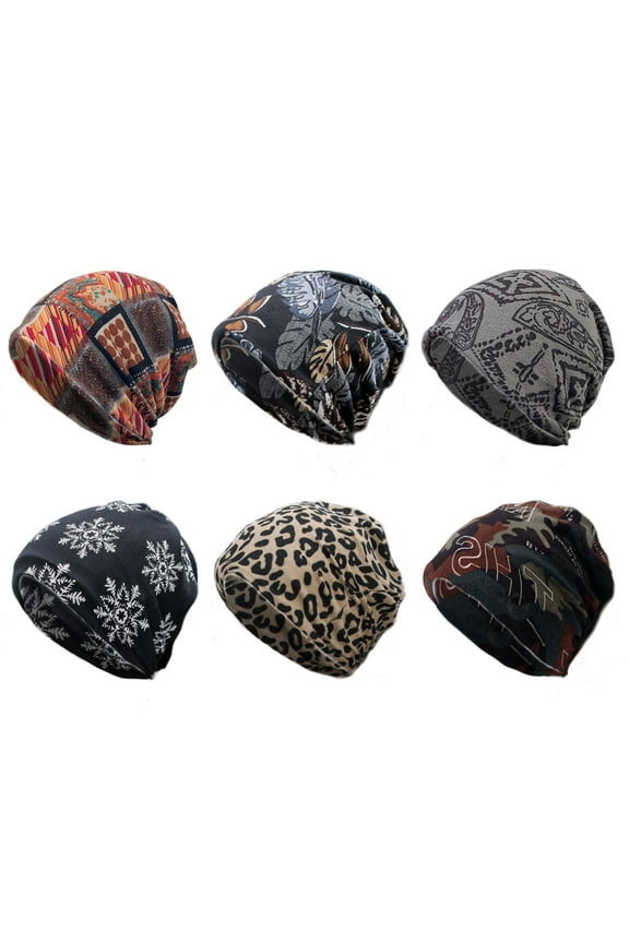 Women's Chemo Headwear Hats, 6-Pack Beanie Cap for men