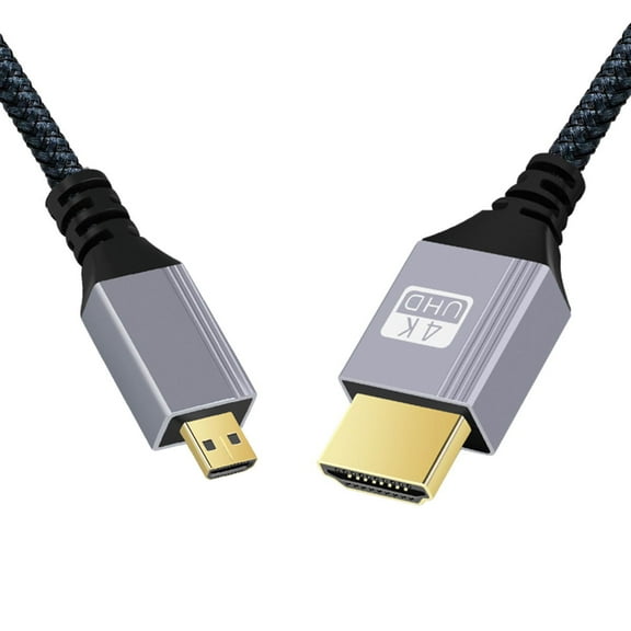 JSER 0.3m HDMI 2.0 Male to Micro HDMI Type-D Male 4K 60hz Cable with Sleeve Straight Connector for HDTV Computer Laptop Monitor
