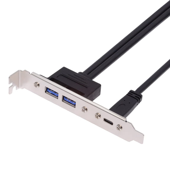 JSER 10Gbps USB3.0 Motherboard 19/20Pin & Type-E to USB-C Type-C & USB 3.0 Dual Ports Female PCI-E Back Panel 5Gbps Cable