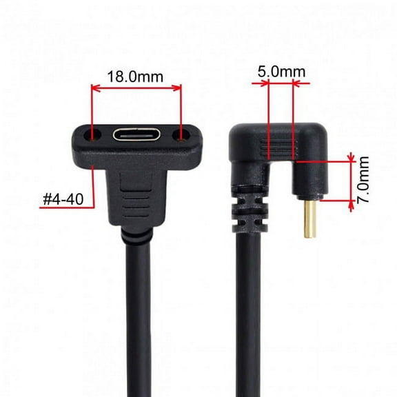 JSER 180 Degree Opposite U Shape Back Angled USB-C USB 3.1 Type C Male to Female Extension Data Cable 30cm