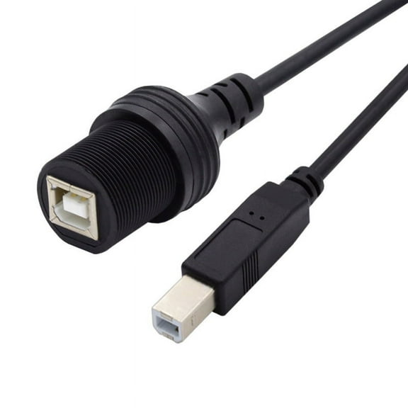JSER 1m Waterproof Dustproof 480Mbps USB2.0 Standard B Type Male to Female Extension Data Power Cable Car Panel Mount Design