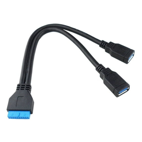 JSER 2 Ports USB 3.0 Female to Motherboard 20pin Header Cable for front Panel 20cm
