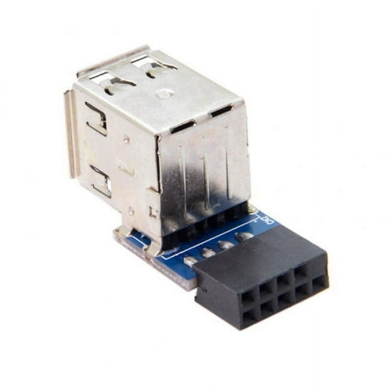 JSER 2pcs 9Pin/10Pin Motherboard Female Header to Dual USB 2.0 Female Adapter Vertical Type