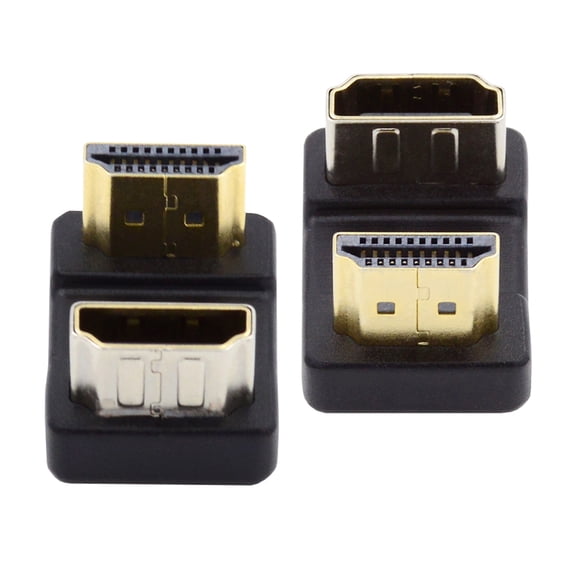JSER 2pcs/lot Up & Down HDMI 1.4 Male Type-A to HDMI Female Port Saver 360 Degree Opposite U Shape Back Angled Extension Adapter