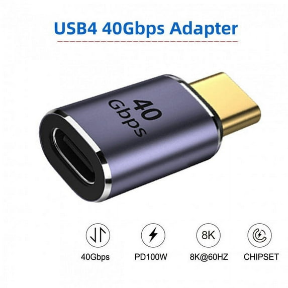 JSER 40Gbps USB4 Type C Male to Female Straight Connector 100W Power Data 8K Video Adapter for Laptop Phone