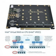 JSER 4X NVME M.2 AHCI to PCI-E Express 3.0 Gen3 X16 Raid Card with Fan VROC Raid0 Hyper Adapter