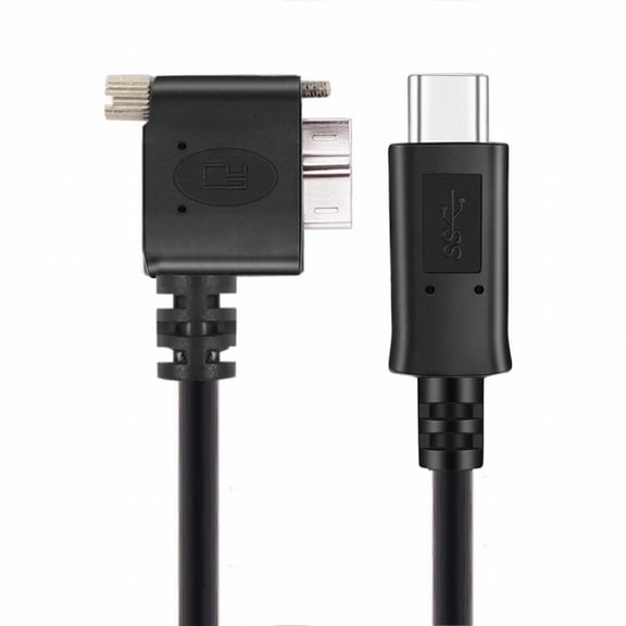 JSER 5Gbps USB-C Type-C Host to Micro USB3.0 Screw Mount 90 Degree Left Angled for Industrial Camera Storage