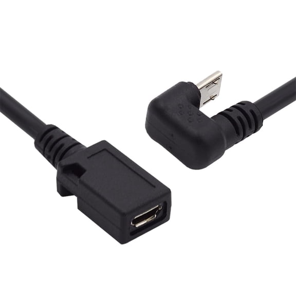 JSER 5Pin Micro USB 2.0 Male to Female Power Data Extension Cable Opposite U Shape Back Angled Type for Phone Laptop