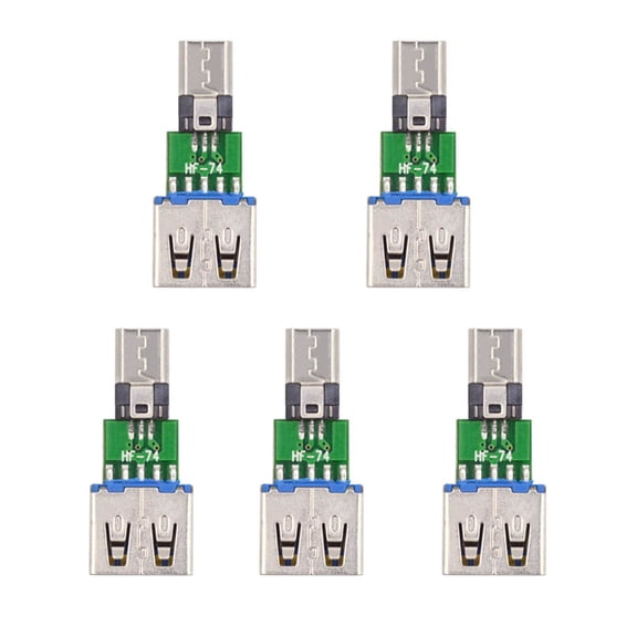 JSER 5pcs/lot Micro USB 2.0 5Pin Male Connector to USB Type-A Female OTG Data PCBA Adapter for Tablet Phone