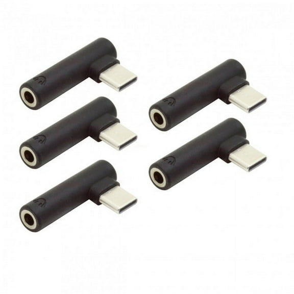 JSER 5pcs/set Type-C to 3.5mm Earphone Adapter 90 Degree Angled Type USB-C 3.1 Male to AUX Audio Female
