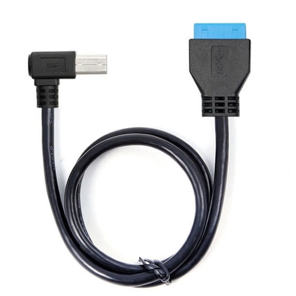 JSER 90 Degree Left angled USB 3.0 B Type Male to 3.0 Motherboard 19pin Header Cable 50cm