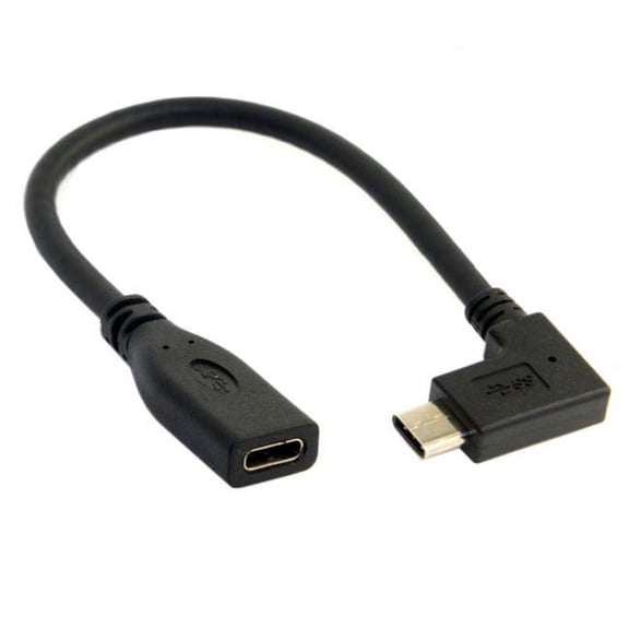 JSER 90 Degree Right Angled USB-C USB 3.1 Type C Male to Female Extension Data Cable for Laptop Tablet 20cm