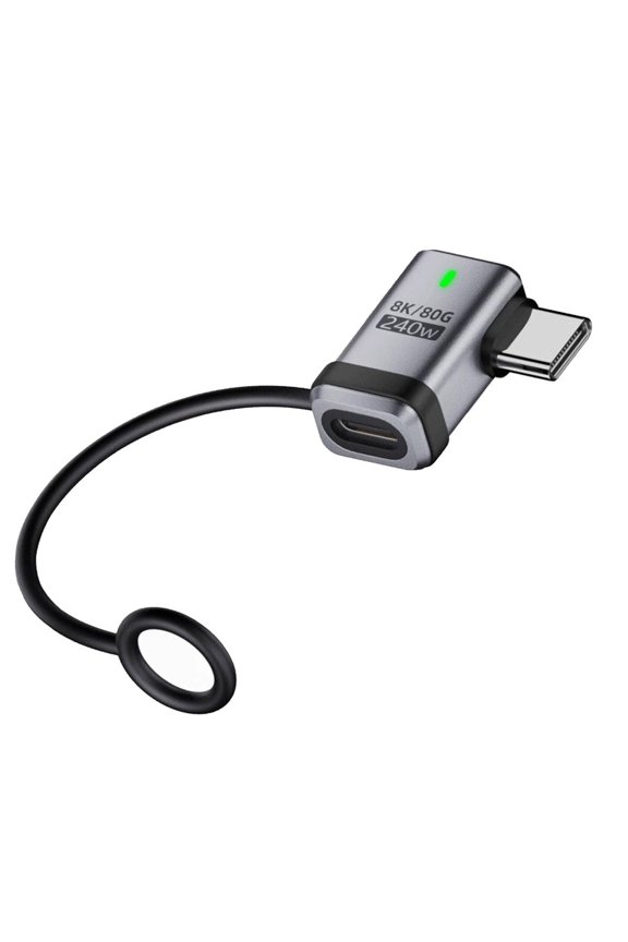 90 Degree USB5.0 80Gbps Male to Female Left Right Angled Extension Adapter with Lanyard Keychain 240W 16K 8K 5K Compatible with USB4.0 Thunderbolt3/4/5