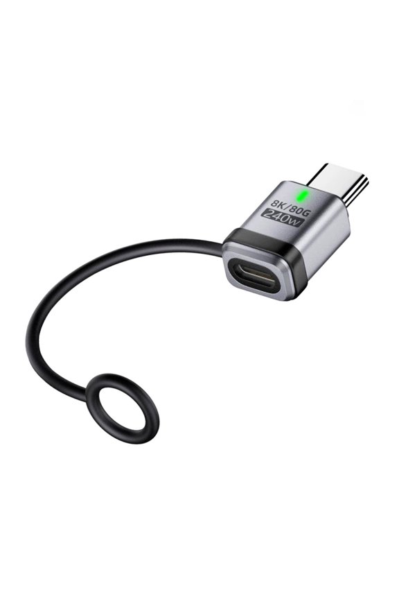 90 Degree USB5.0 80Gbps Male to Female Straight Extension Adapter with Lanyard Keychain 240W 16K 8K 5K Compatible with USB4.0 Thunderbolt3/4/5