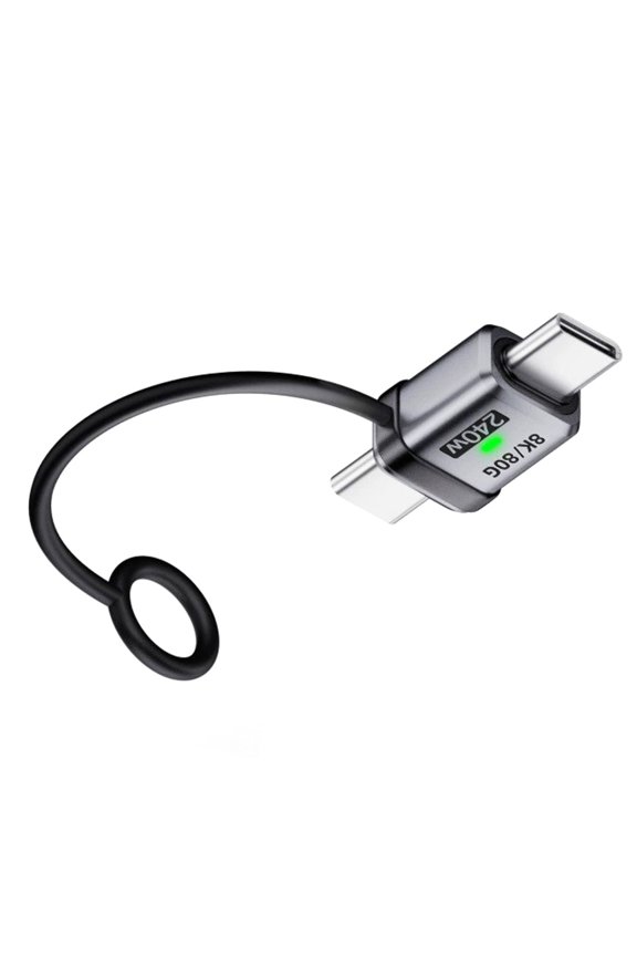 90 Degree USB5.0 80Gbps Male to Male Straight Extension Adapter with Lanyard Keychain 240W 16K 8K 5K Compatible with USB4.0 Thunderbolt3/4/5