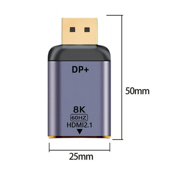 JSER DisplayPort 1.4 Source to HDMI 2.0 Display 8K 60hz UHD 4K DP to HDMI Male Monitor Adapter Connector