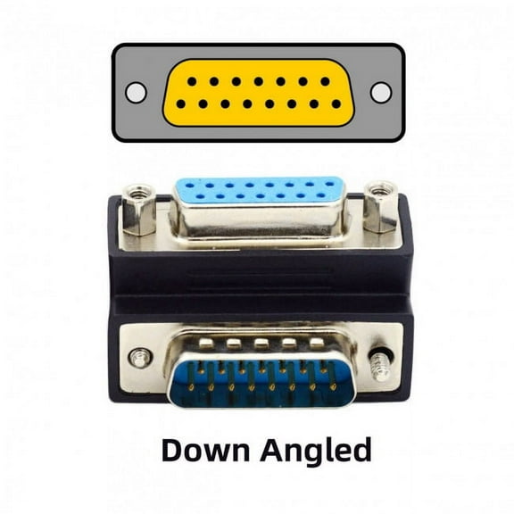 JSER Down 90 Degree Angled DSUB D-subminiature 15pin Male to Female Extension Adapter DB Connector