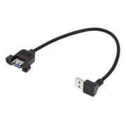 JSER Down Angled USB 3.0 Male to Female Type-A Panel Type Header Cable 90 Degree Connector 30cm