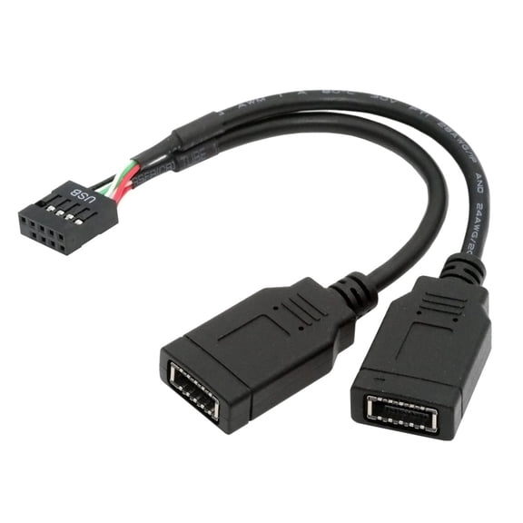 JSER Dual Port USB 3.1 Front Panel Socket Key-A Type-E to USB 2.0 9Pin 10Pin Mainboard Header Male Extension Cable