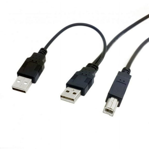 JSER Dual USB 2.0 Male to Standard B Male Y Cable 80cm for Printer Scanner External Hard Disk Drive