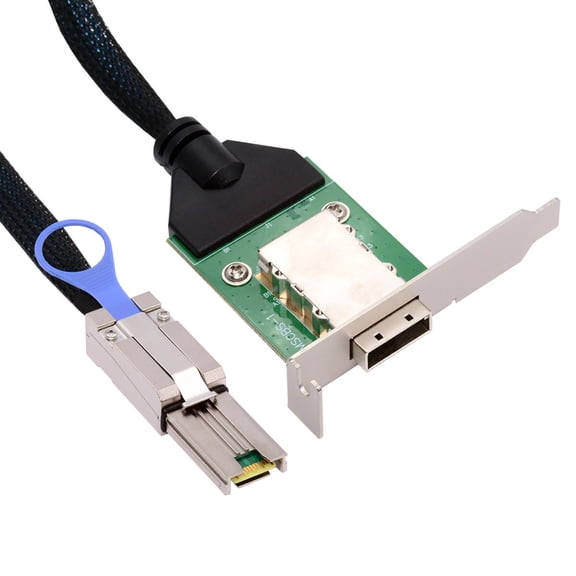 JSER External Mini SAS SFF-8088 Male to SFF-8088 Female Extension Cable PCBA With Low Profile Bracket
