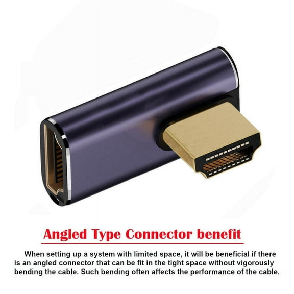 JSER HDMI Male to HDMI 2.1 Female Vertical 90 Degree Right Angled Low Profile UHD Extension Adapter Support 8K 60hz HDTV