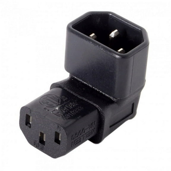 JSER IEC Male C14 to Up Direction Right Angled 90 Degree IEC Female C13 Power Extension Adapter