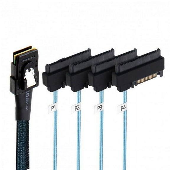 JSER Internal 36 Pin Mini SAS SFF-8087 Host to 4 SFF-8482 Target SAS Hard Disk and SATA Power Cable 50cm