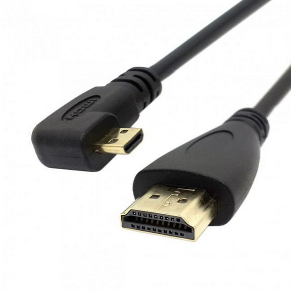JSER Left Angled 90 Degree Micro HDMI to HDMI Male HDTV Cable for Cell Phone Tablet Camera