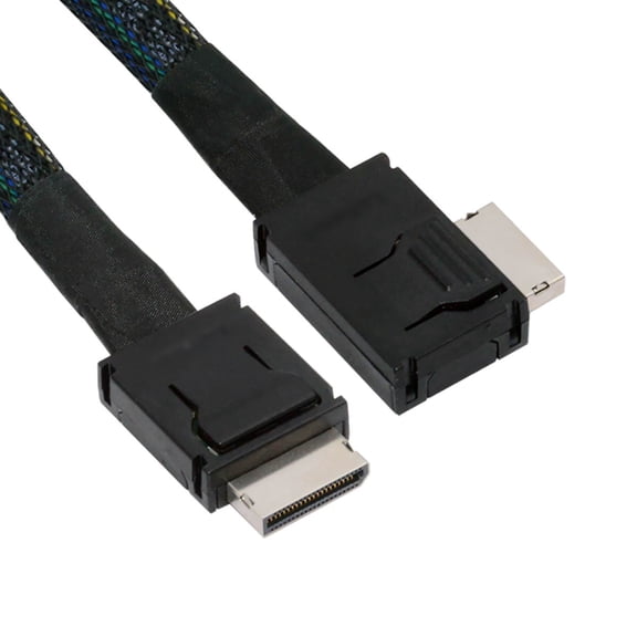 JSER Left Angled 90 Degree OcuLink PCIe 4.0 PCI-Express SFF-8611 4i to SFF-8611 Data Active Cable for eGPU SSD 50cm