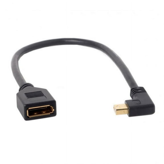 JSER Left Angled Mini DP DisplayPort 90 Degree to DisplayPort Female Cable for Displays Monitors