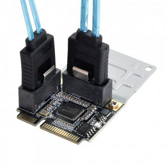 JSER Mini PCI-E PCI Express to SATA 3.0 Dual Ports Adapter Converter Hard Drive Extension Card