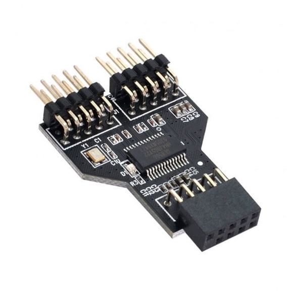 JSER Motherboard 9pin USB 2.0 Header 1 to 2 Female Extension HUB Connector Adapter Port Multilier