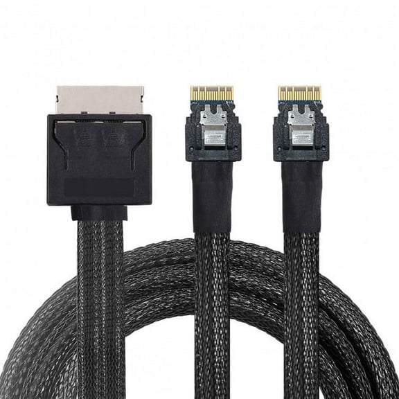 JSER OCuLink PCIe PCI-Express SFF-8611 8x 8-Lane to Dual SFF-8654 Slimline 4x SSD Data Active Cable 50cm