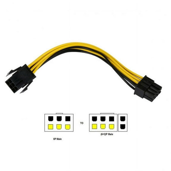JSER PCI-E PCI Express 6 Pin Male to 8 Pin Female Video Card Extension Power Cable