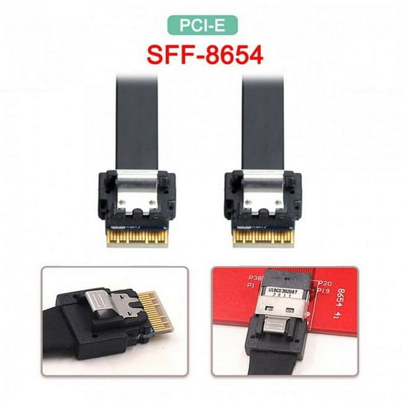 JSER PCI-E Slimline SAS 4.0 SFF-8654 4i 38pin Host to SFF-8654 Slim SAS Target Cable 40cm