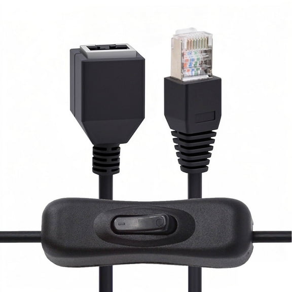 JSER RJ45 CAT6 8P8C STP UTP Male to Female Extension Cable with 304 Singal Switch On/Off LAN Ethernet Network Patch Cord