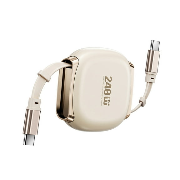 JSER Retractable Stretch Coiled USB-C Cable 480Mbps 140W for Laptop Phone Tablet Type-C Male to Male Cable Power & Data (Yellow Color)