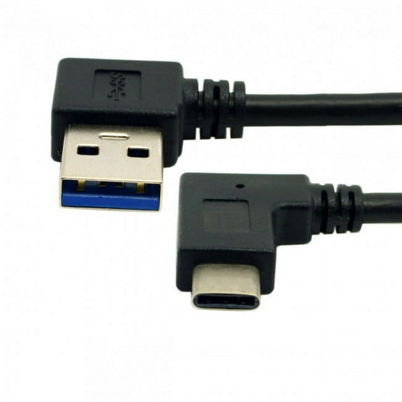 JSER Reversible USB 3.1 USB-C Angled to 90 Degree Left Angled A Male Data Cable for Macbook Tablet Mobile Phone