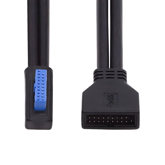 JSER Right Angled USB 3.0 20Pin 19Pin Male Low Profile to Female Extension 5Gbps Cable 90 Degree for Motherboard