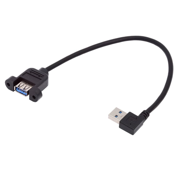 JSER Right Angled USB 3.0 Male to Female Type-A Panel Type Header Cable 90 Degree Connector 30cm