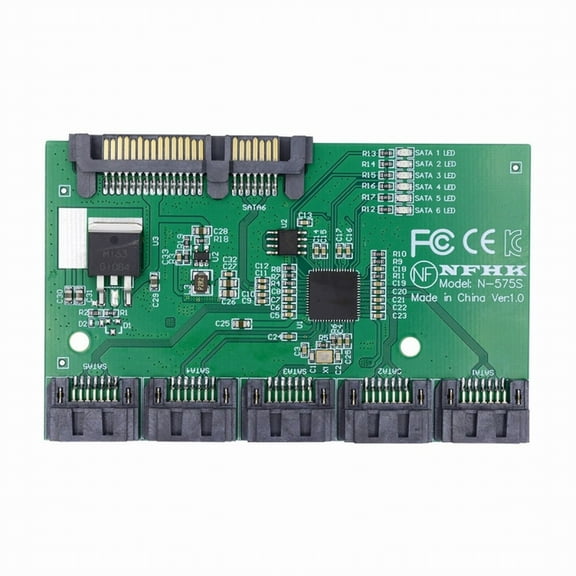 JSER SATA 3.0 6Gbps 1 to 5 Splitter Ports HUB Adapter Converter PM Multiplier Port Selector JMB575