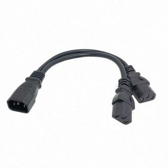 JSER Single C14 to Dual C13 5-13R Short Power Y Type Splitter Adapter Cable Cord 250V 10A