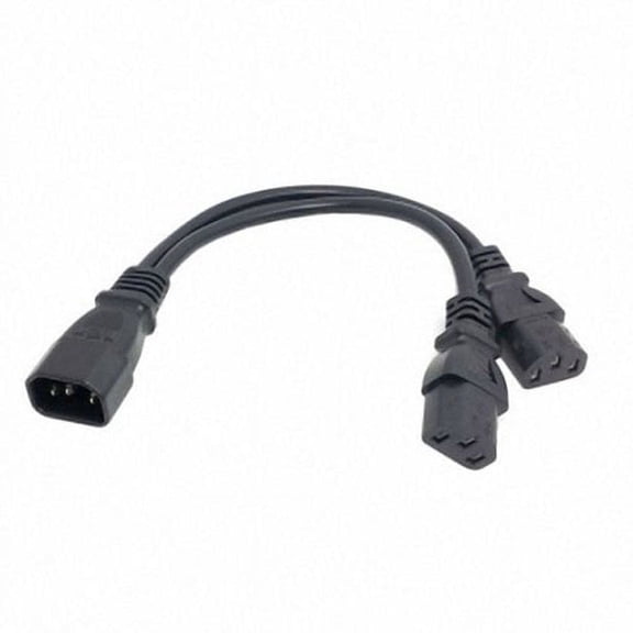 JSER Single C14 to Dual C13 5-13R Short Power Y Type Splitter Adapter Cable Cord 250V 10A